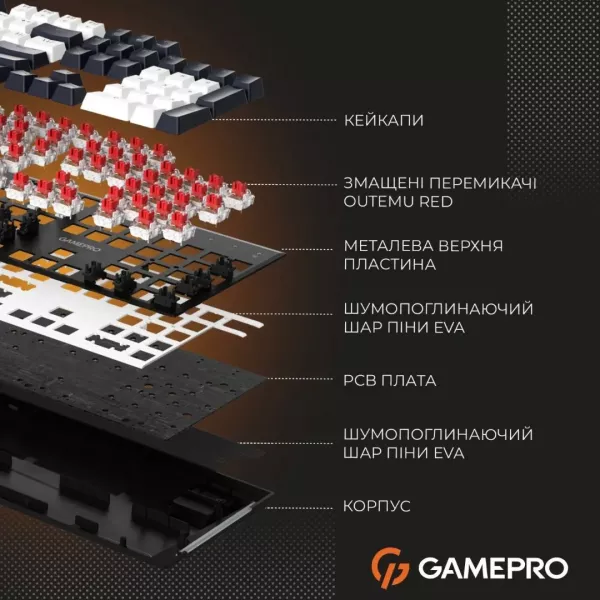 Клавіатура GamePro Genesis Metallic 100% Red switches (Black) (UA)