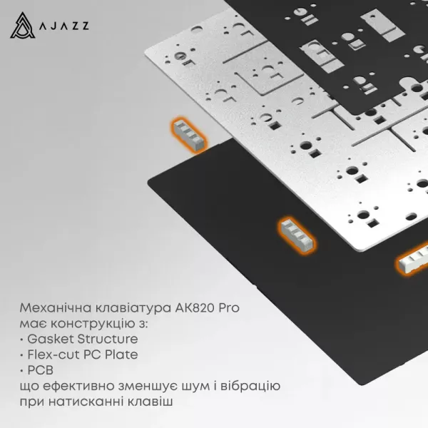 Клавіатура ігрова Ajazz AK820 PRO Gift Switch (Black) (AK820PRO-G-BGY) (UA)