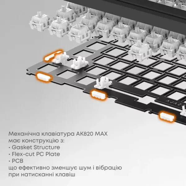 Клавіатура ігрова Ajazz AK820 MAX Flying Fish Switch (Retro) (AK820MAX-FF-R) (UA)