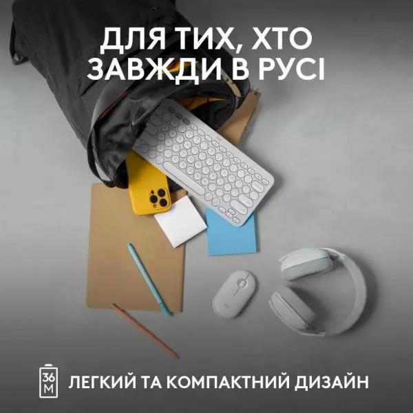 Клавiатура Logitech Pebble Keys 2 K380s (White) (UA)