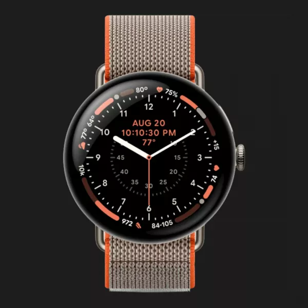Смарт-годинник Google Pixel Watch 5 45mm LTE Satin Pyrite Aluminum Case / Rye Performance Loop Band