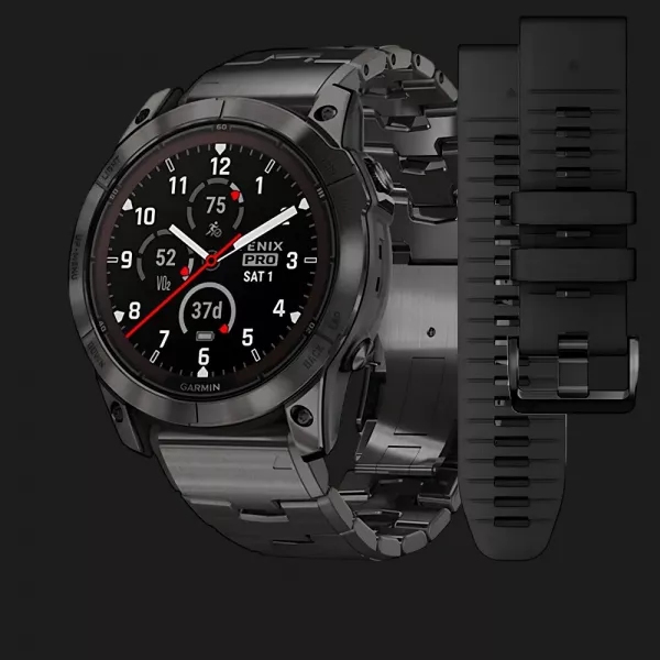 Garmin Fenix 7X Pro Sapphire Solar Carbon Gray DLC Titanium with Titanium Band