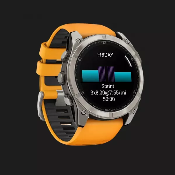 Garmin Fenix 8 51mm AMOLED Sapphire Titanium with Spark Orange/Graphite Silicone Band (010-02905-10/11)
