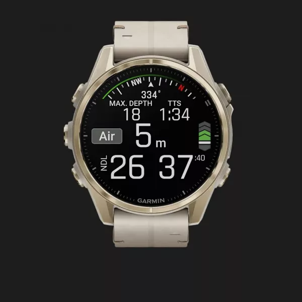 Garmin Fenix 8 43mm AMOLED Sapphire Soft Gold with Limestone Leather Band