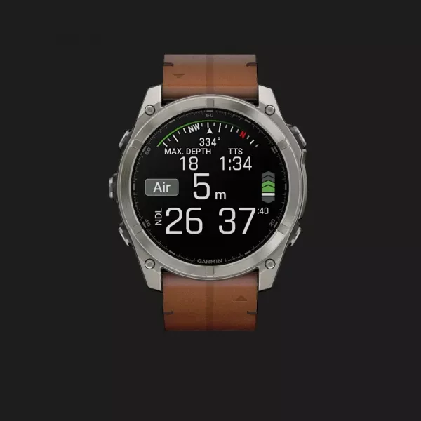Garmin Fenix 8 51mm AMOLED Sapphire Titanium with Chestnut Leather Band (010-02905-40)
