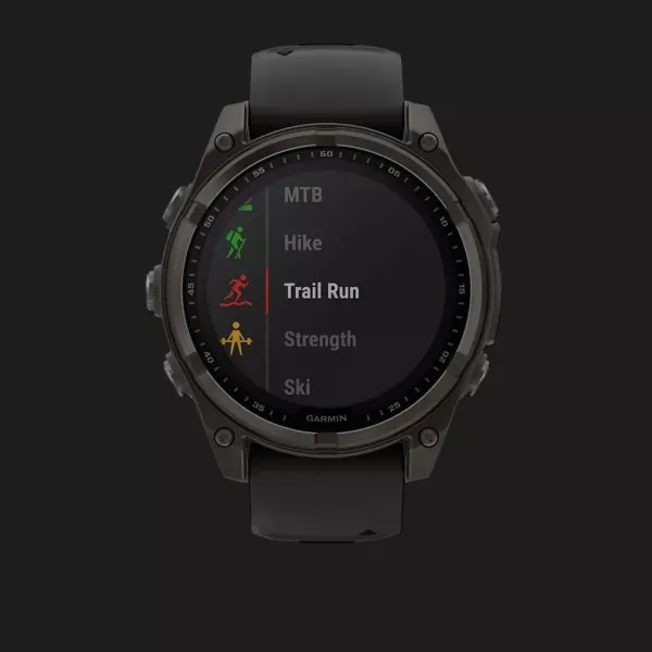 Garmin Fenix 8 47mm Solar Sapphire Carbon Gray DLC Titanium with Black/Pebble Gray Silicone Band