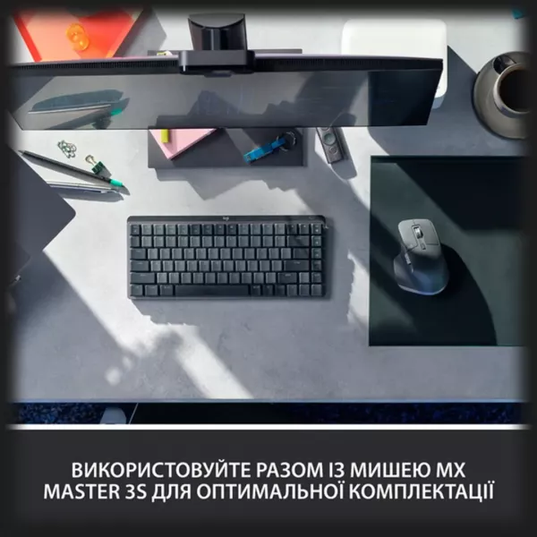 Клавіатура бездротова Logitech MX Mechanical Mini Minimalist (Graphite) (UA)