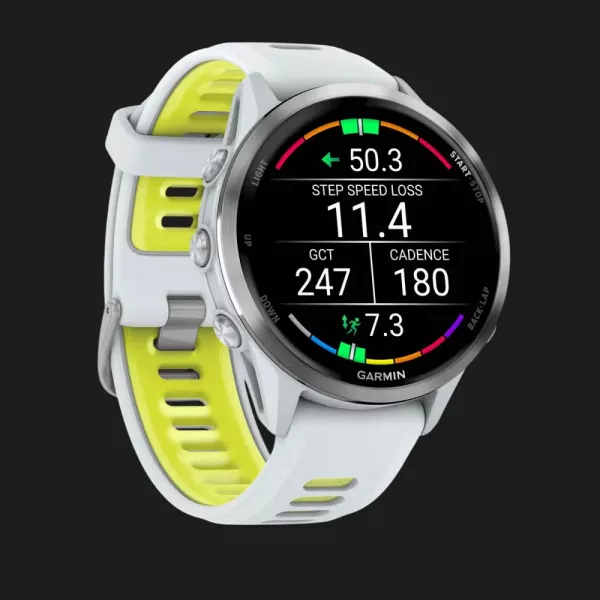 Garmin Forerunner 970 Titanium with Whitestone Case and Whitestone/Translucent Amp Yellow Band