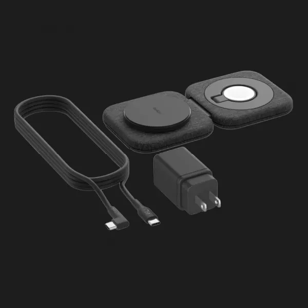 Безпровідна зарядка Belkin 2в1 Travel Pad Qi2 15W (Black)