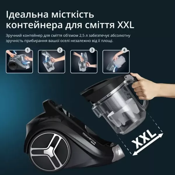 Пилосос безмішковий Rowenta COMPACT POWER XXL RO4B75EA (Black)