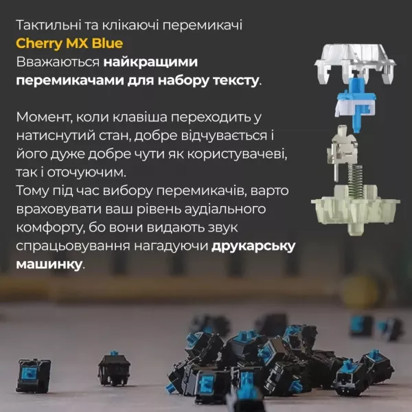 Клавіатура ігрова Ducky One 3 Cherry MX Blue RGB (White) (UA)