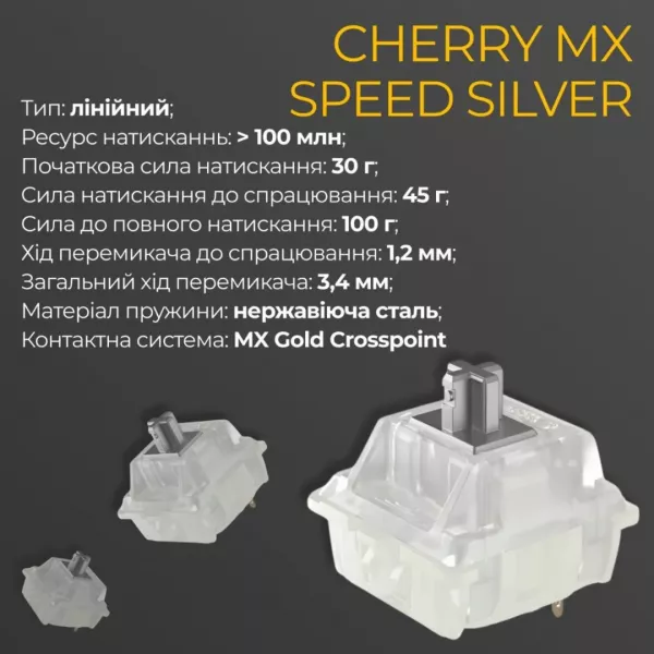 Клавіатура ігрова Ducky One 3 Mini Cherry MX Speed silver RGB (White) (UA)
