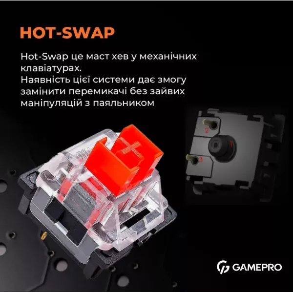 Ігрова клавіатура GamePro MK160B (Red) з Hot-Swap RGB Black (UA)