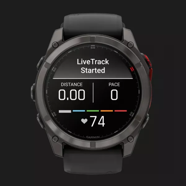 Garmin Fenix 8 Pro 51mm MicroLED Sapphire Carbon Gray DLC Titanium with Black/Pebble Gray Silicone Band