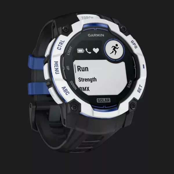 Garmin Instinct 3 50mm Solar Whitestone with Black/Bolt Blue Band