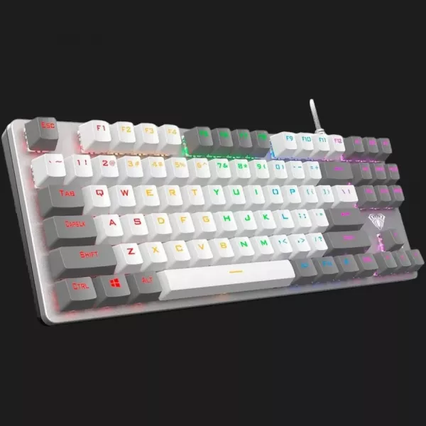 Клавіатура дротова AULA F3287 keycap KRGD blue EN/UA (Gray/White) (UA)